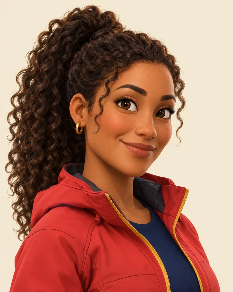 Retrato ilustrado de Alê, guia brasileira da We Love Chile