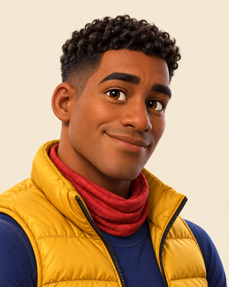 Retrato ilustrado de Batian, guia brasileiro da We Love Chile