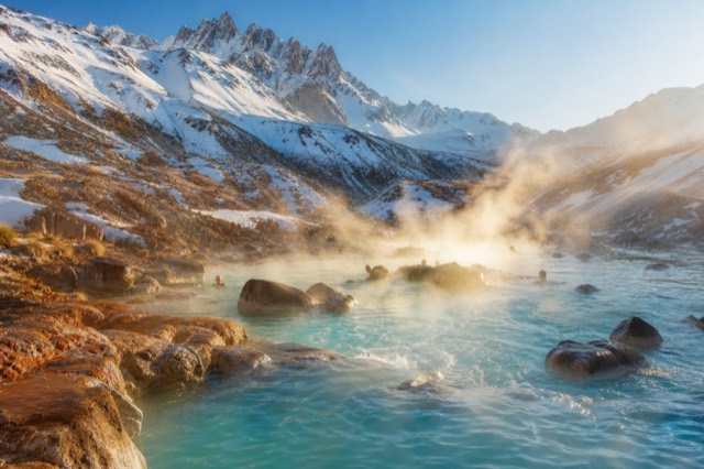 Termas Winter, paisagem de neve na cordilheira dos Andes