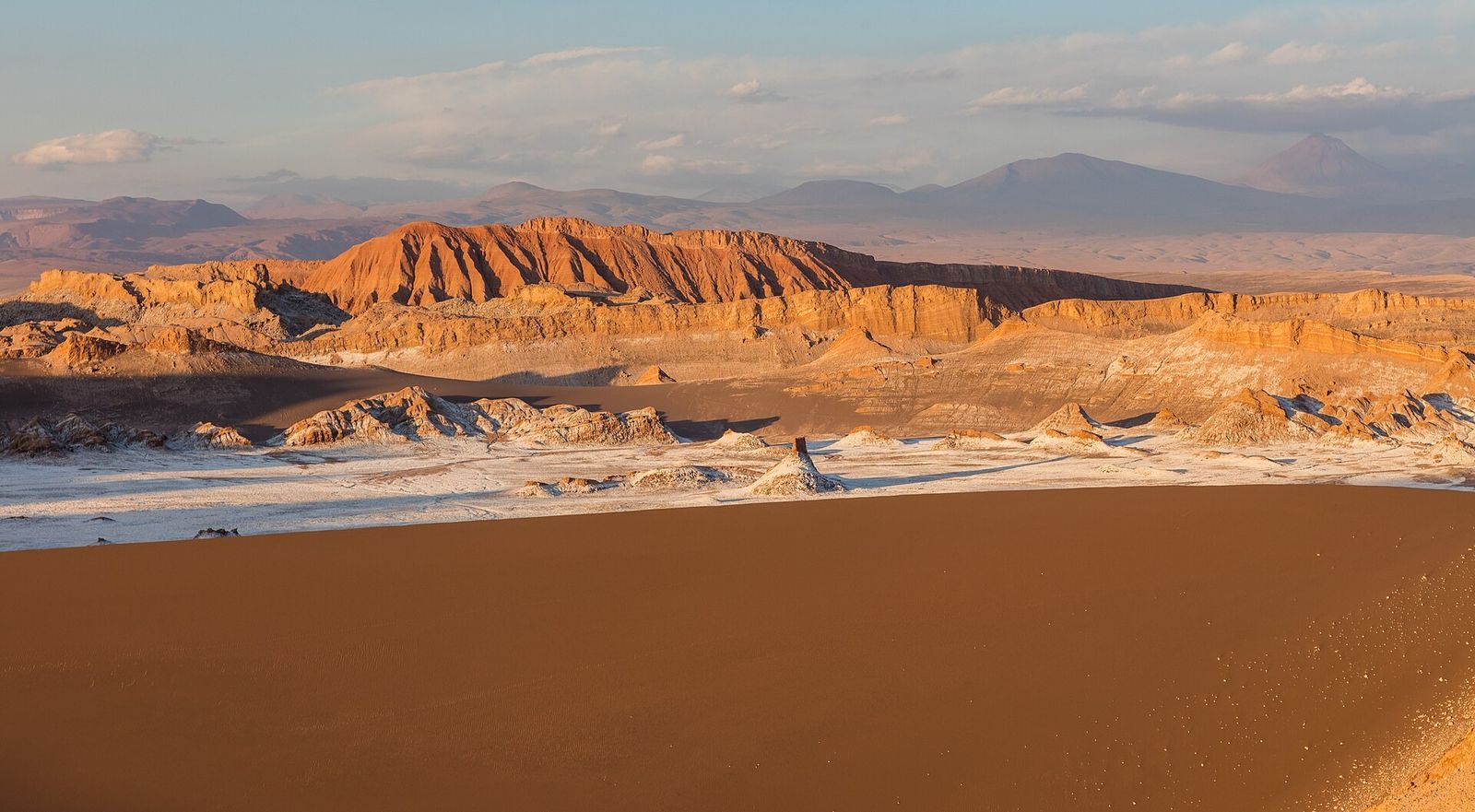 A Duna Mayor e as formações do Valle de la Luna no fim de tarde