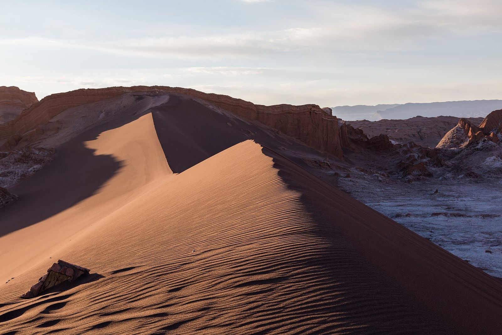 A crista da Duna Mayor no Valle de la Luna