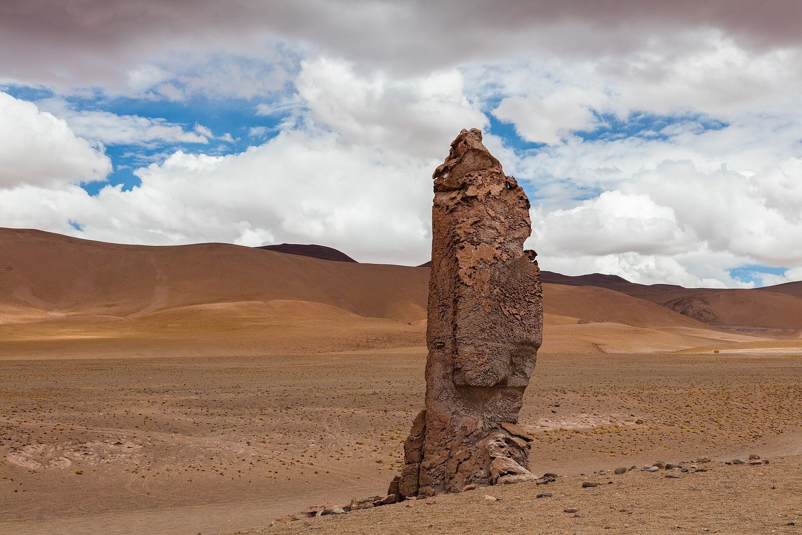 Um dos Monges de La Pacana, pilar de pedra no altiplano
